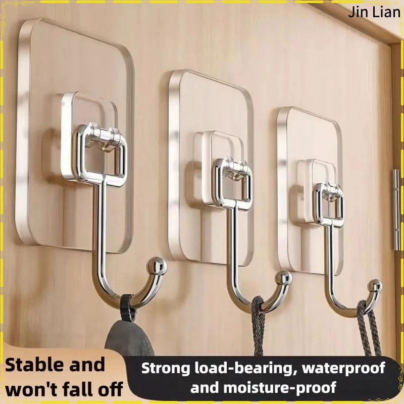Oversized Self-Adhesive Hook, PVC Stainless Steel Transparent Multi-Purpose Wall Holder Door Rack for Home Kitchen Storage
