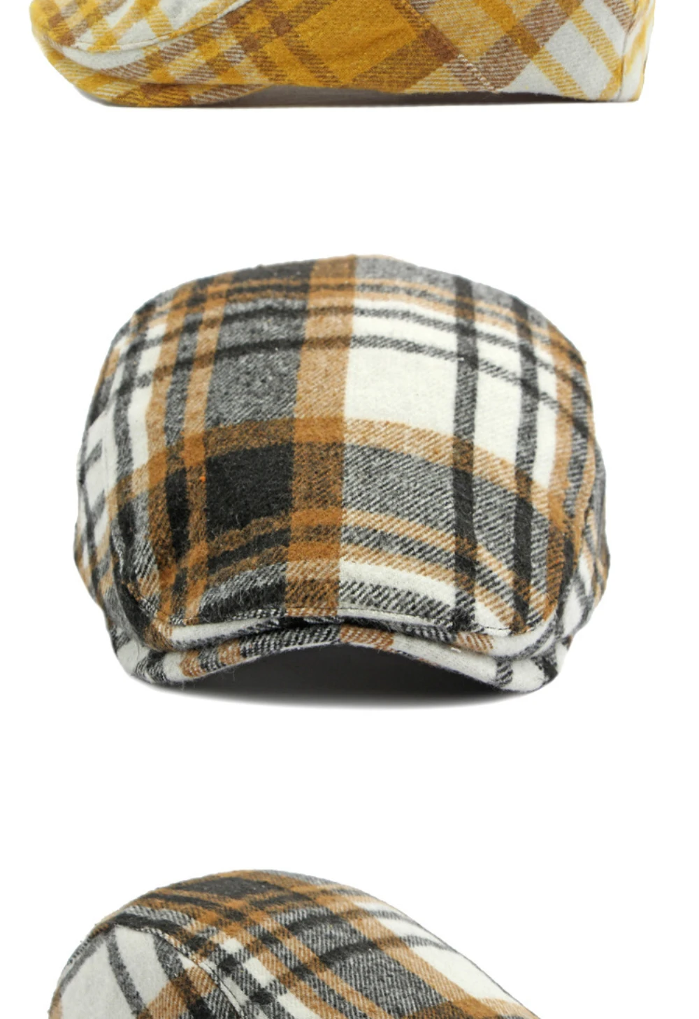 HT4219 Baskenmützen Herbst Winter Karierte Baskenmütze für Männer und Frauen Vintage Künstler Maler Wollmütze Männlich Weiblich Verstellbare Ivy Flachmützen – Detail 8