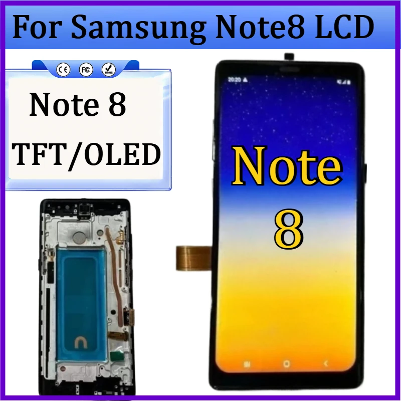 New TFT/OLED Screen For Samsung Note8 LCD Display Touch Screen Digitizer with Frame For Samsumg Galaxy Note 8 Replacement