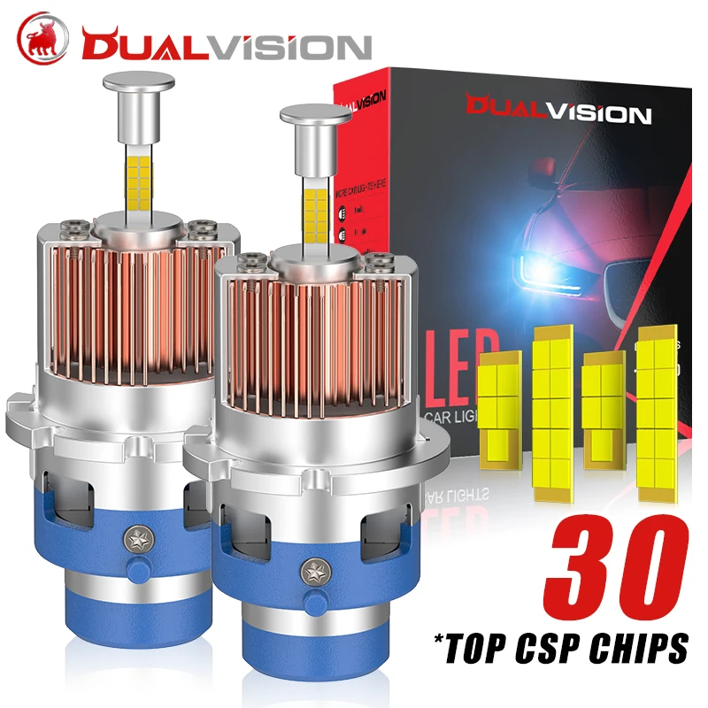 

Dualvision D2S D4S Светодиодные фонари 360 3D CSP ЧИПЫ Автомобильные фары HID D2R D4R Ксеноновые лампы 1:1 Размер CANbus 6000K Белый Plug&Play 12 В