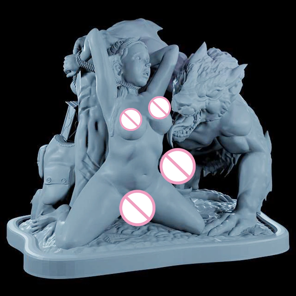 NWSF 3d Printing Model Kit Reduction Proportion GK Girl Animal Werewolf Anime Resin Model Kit DIY Statue Unpainted Kit Toys