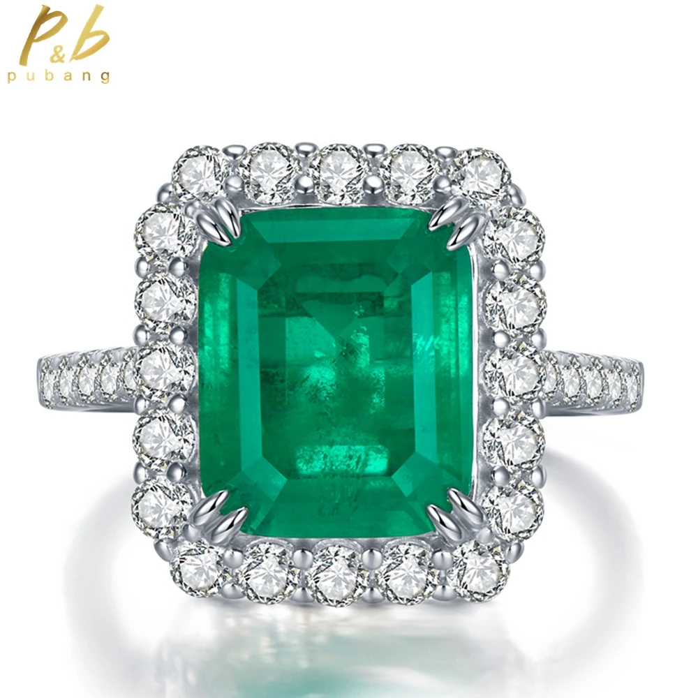 

PuBang Fine Jewelry Solid 925 Sterling Silver Emerald Cut Created Moissanit Diamond Ring for Women Engagement Gift Drop Shipping