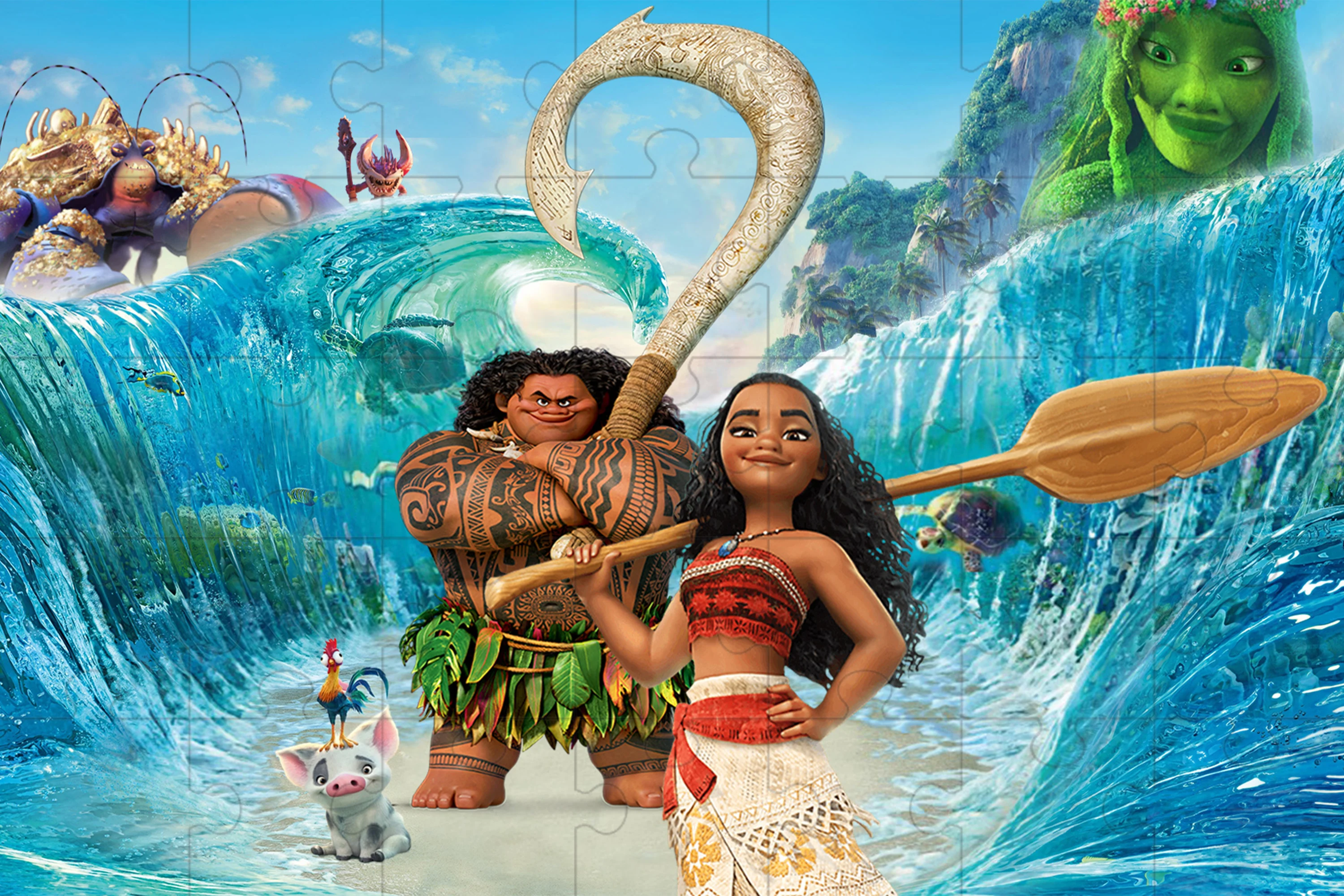 Moana Jigsaw Puzzle para decoração de casa, jogo familiar divertido, brinquedo educacional inteligente, design exclusivo, DIY, 35 pcs, 300 pcs, 500