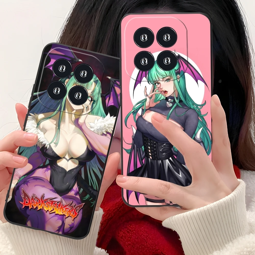 Darkstalkers Morrigan Mobile Cell Phone Case for Xiaomi 14 13 12 11 10 9 T Ultra Lite Pro S SE X 5G Black Soft Phone Cover Shell