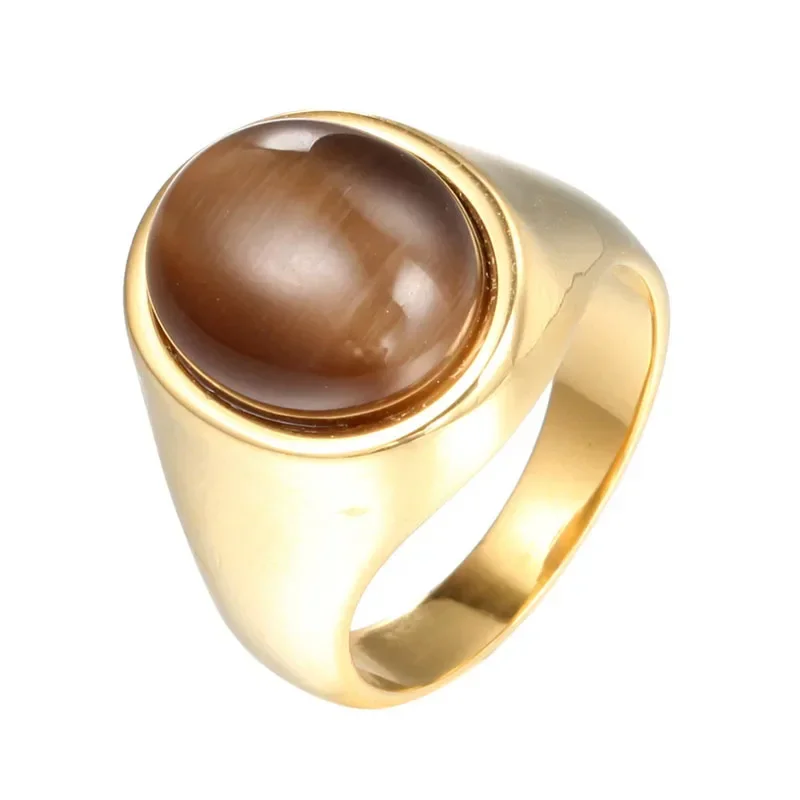 Vintage Jewelry Stainless Steel Artificial Opal Couple Ring Valentine\'s Day Birthday High-end Gift Hand Wholesale
