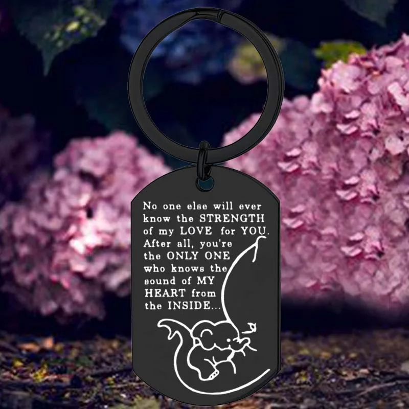 Elephant Mother Dog Tag Keychain Elephant mama Key Rings Elephant jewelry Mother's Day Gift