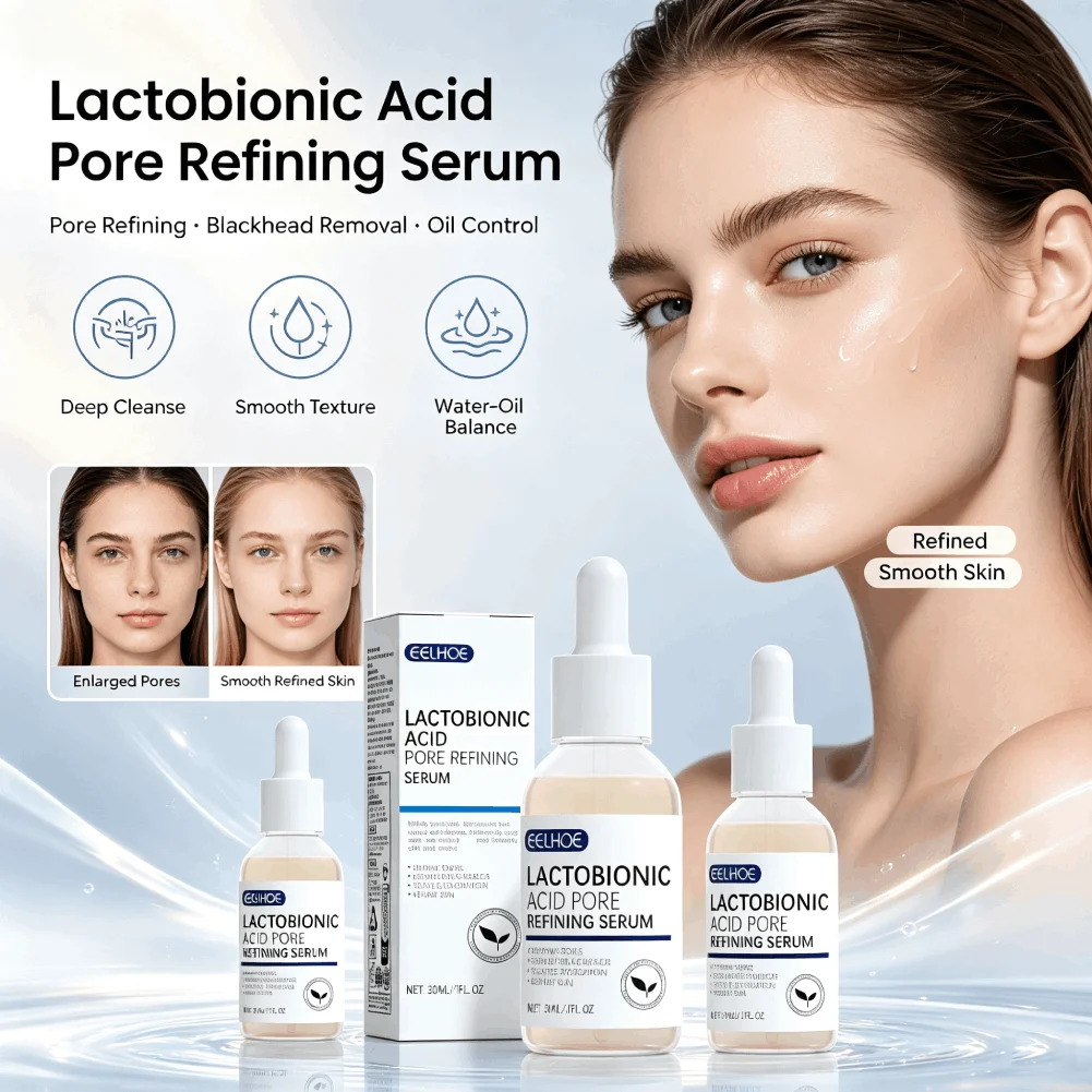 Lactobionic Acid Pore Minimizer Serum Blackhead Remover Anti‑Acne Oil Control Repair Moisturizing Nourish Firming Facial Essence