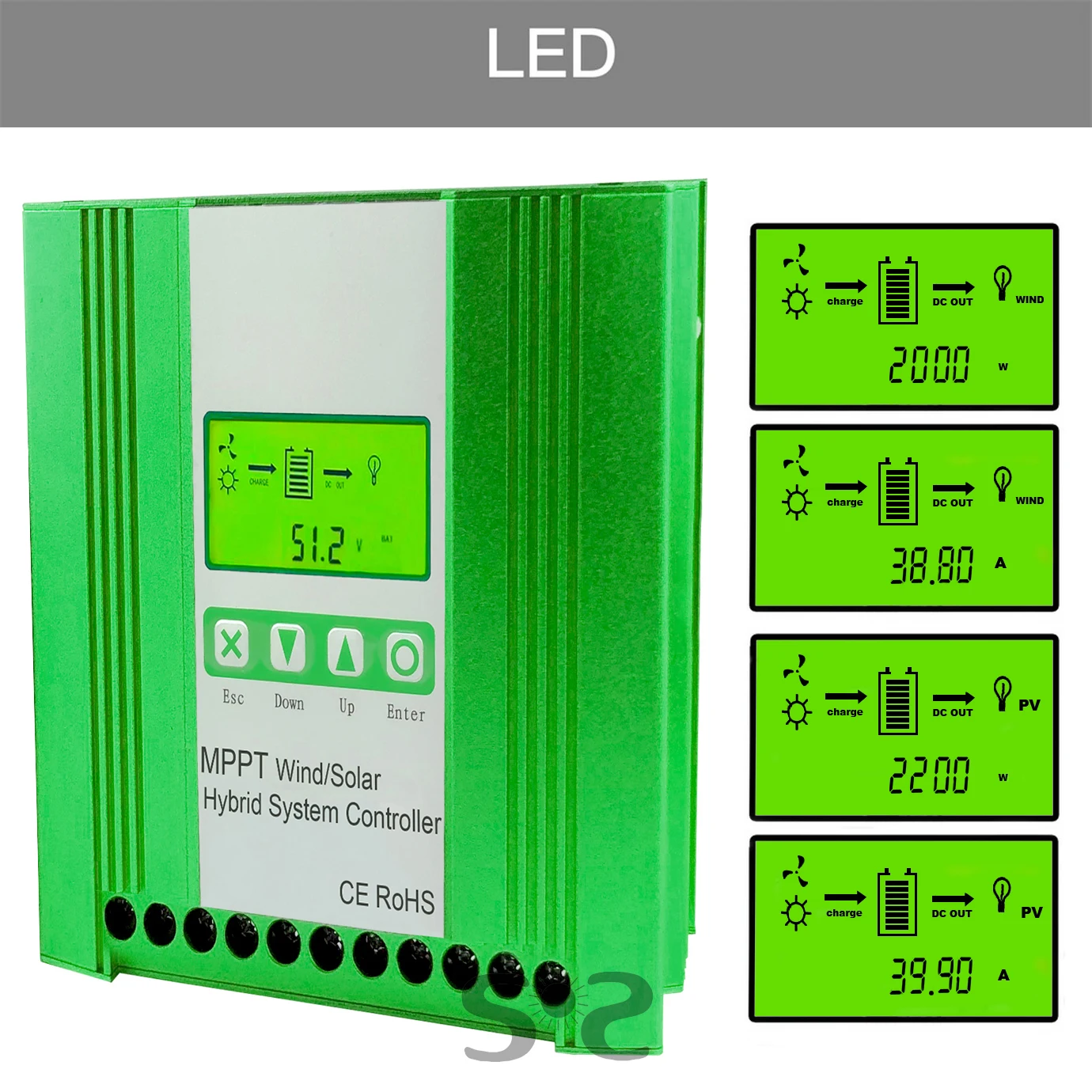 12V 24V 48V  4000W 5000W Hybrid Wind Solar Charge Controller MPPT Wind Generator Solar System Lifepo4 Lithium Lead Acid Battery