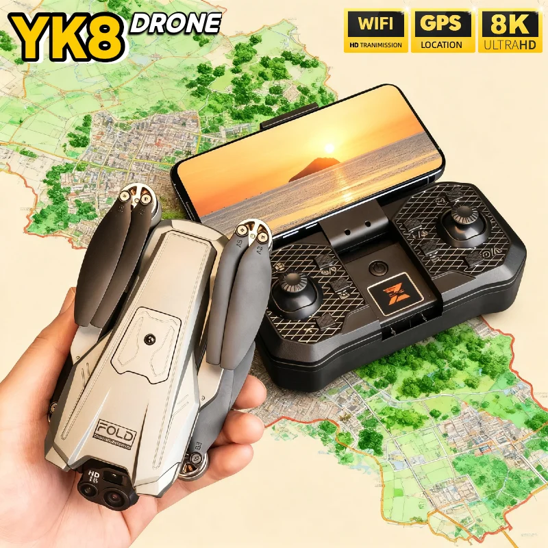 جديد لشاومي YK8 نظام تحديد المواقع بدون فرش 8K ثلاثة كاميرا تدفق بصري تجنب العوائق طوي كوادكوبتر RC المسافة الطائرة بدون طيار اللعب