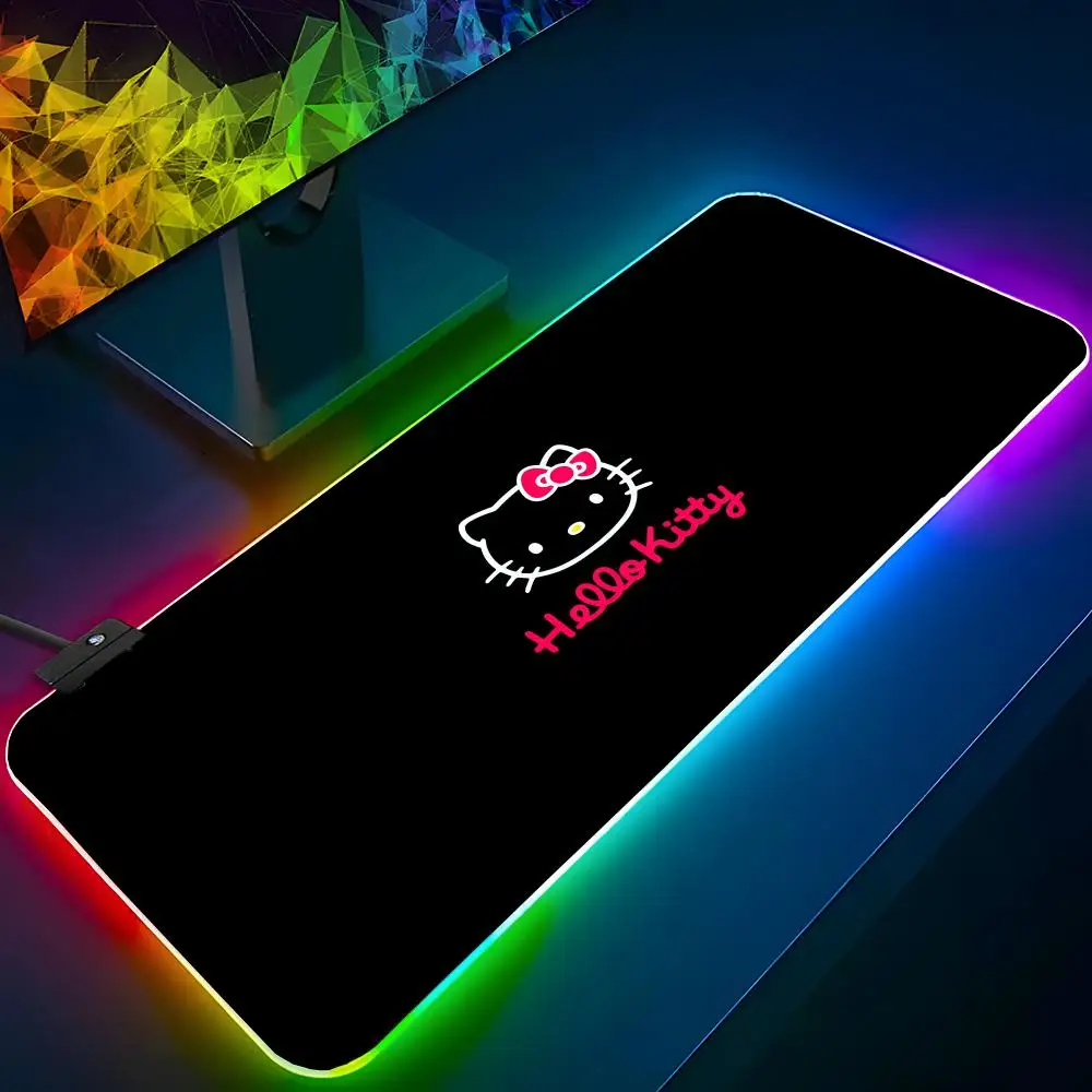 

Cute H-Hello K-KittyS Mouse Pad RGB Backlit Mouse Pad Laptop Mouse Pad Laptop Gamer Computer Desk Gaming Accessories