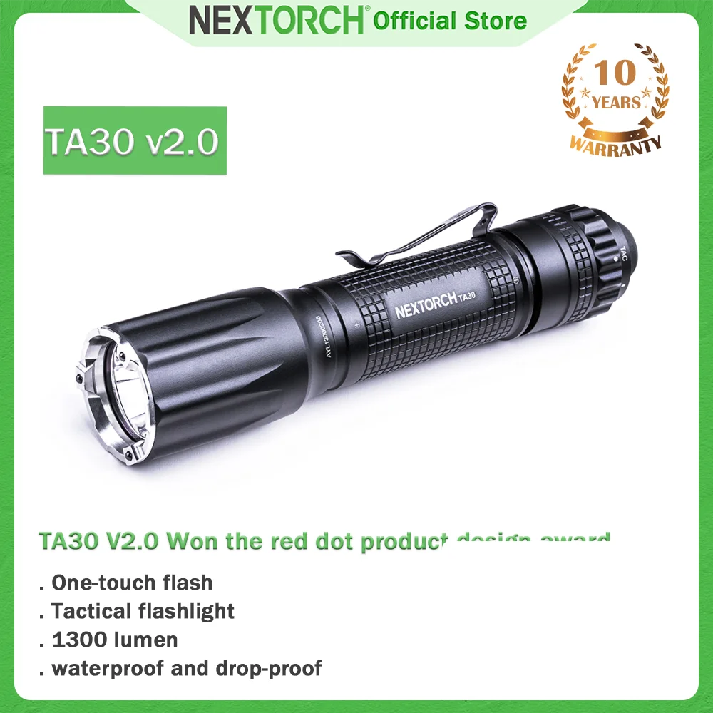 Nextorch TA30  V2.0 Tactical torch, one key burst flash, usbc rechargeable, professional tactical, law enforcement, high power