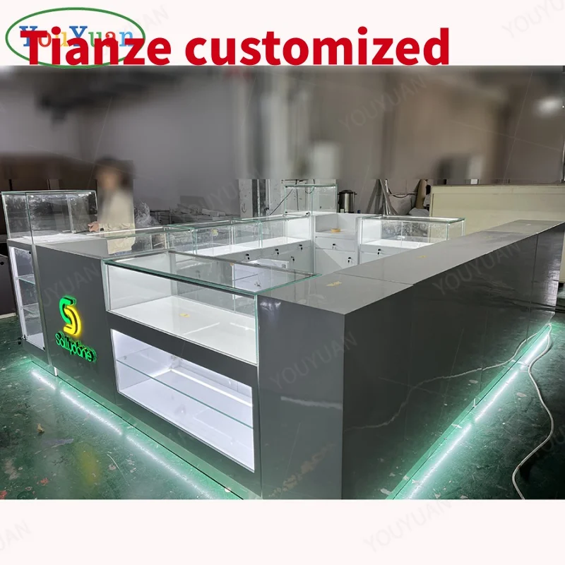 

(Customized) jewelry display with heatproof tempered glass customized kiosk Mall jewellery cabinet sale