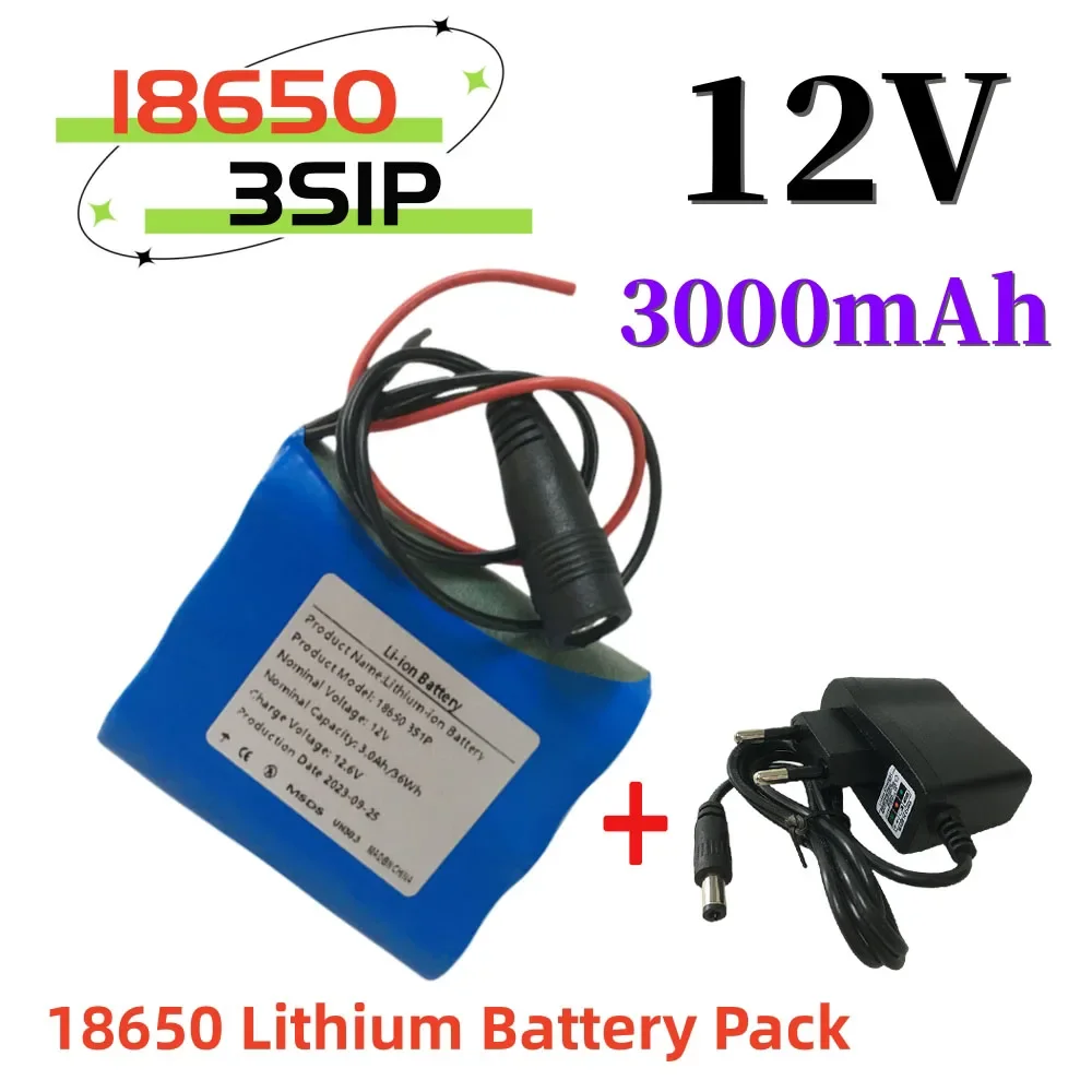 

3S1P 12V 3000mAh Lithium Battery Pack, Suitable For Projector, Speaker, And Wireless Monitoring Battery Replacement+Charger