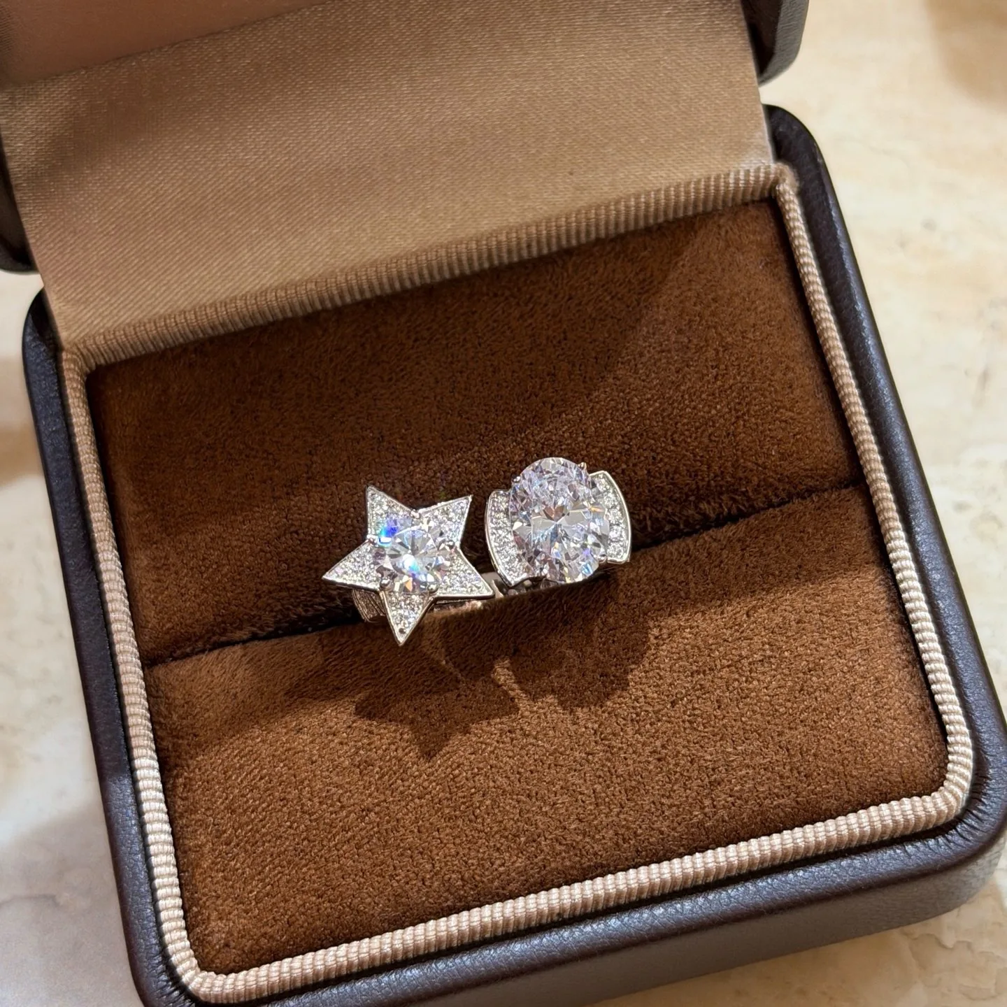 S925 Sterling Silver Diamonds Top Quality Adjustable Star Ring Woman Exquisite Wedding Gift Jewelry