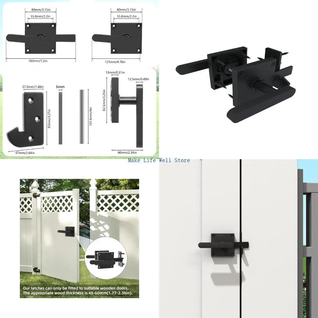

Heavy Duty Swinging Door Latches Practical Fence Lock Double Side Gate Latches Hardware for Shed, Backyard, Garden