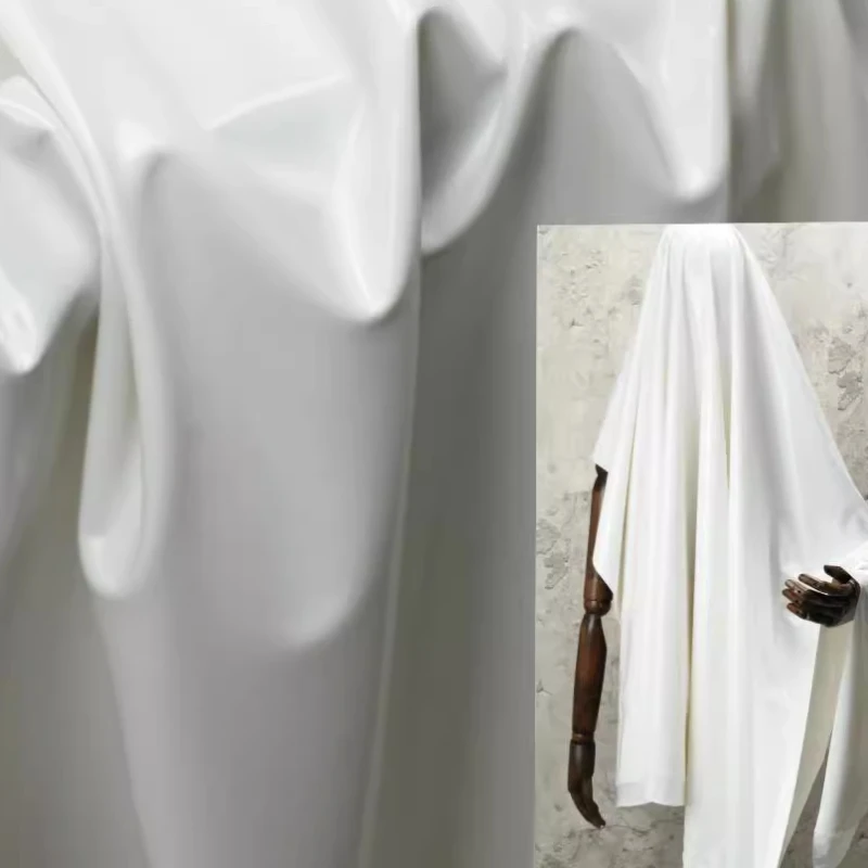 

White Elastic Mirror PU Imitation Leather Fabric for Diy Waterproof Leather Jacket Leather Pants Clothing Designer Cloth