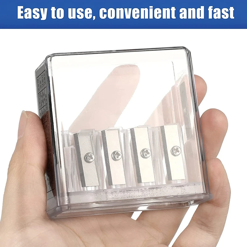 Sacapuntas Manual de Punta larga para carpintero, 2 piezas, con tapa de plástico, 4 agujeros