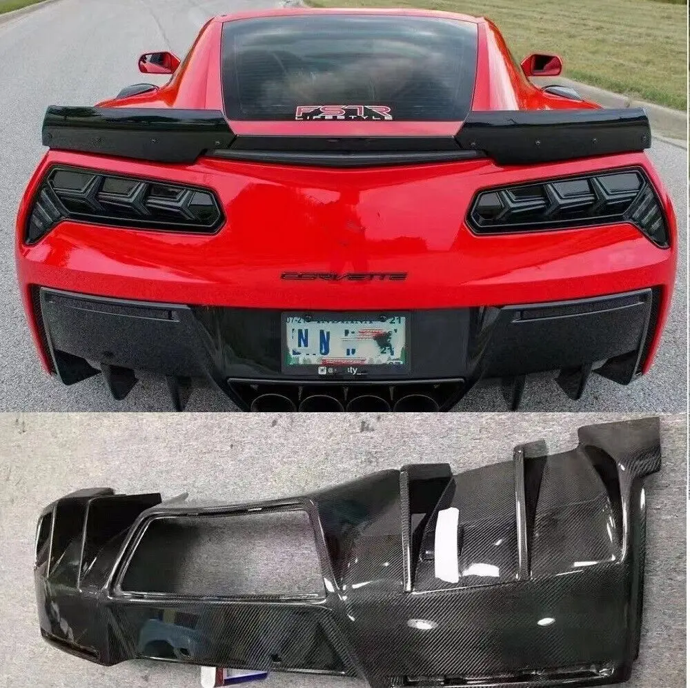 Carbon Fiber Car Rear Diffuser Lip Bumper Splitter for Chevrolet Corvette C7 Z06