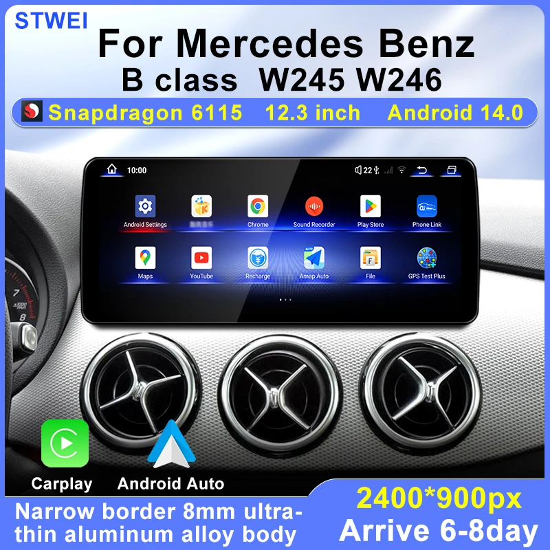 

Для Mercedes Benz B class W245 W246 B180 B200 B220 B260 2011-2019 Qualcomm 6115 Android14.0 Автомобильный радиоприемник мультимедийный видеоплеер