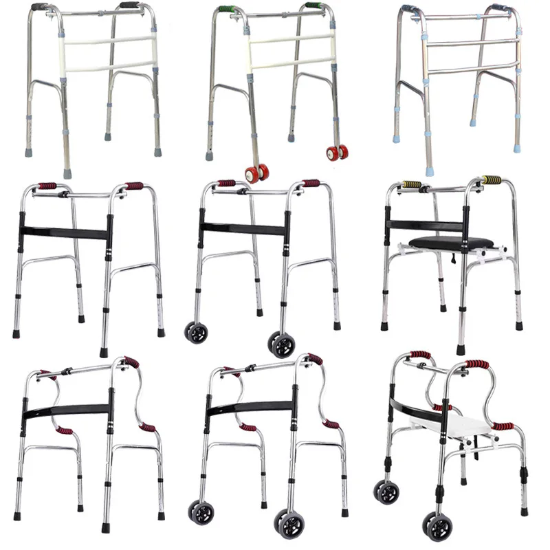 

Light Weight Height Adjust Manual Stainless Steel Rollator Walker Elderly Folding Adult Walker