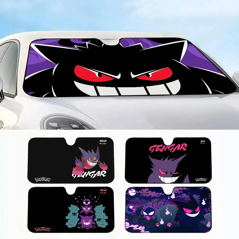 

MINISO Pokemon Gengar Car SunShade Windshield Sun Shade Personalized Picture Block UV Rays Visor Protector