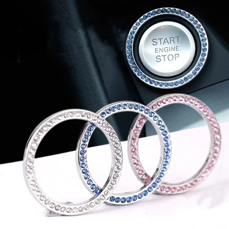 1-5Pcs Car Ignition Diamond Sticker 3D Switch For Auto Motorcycle Styling Rhinestone Bling Decoration Circle Cover Decal