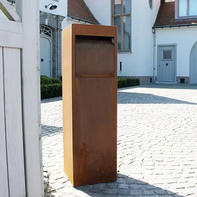 Modern Design Metal Mailbox Corten Steel Park Decoration for Outdoor Use