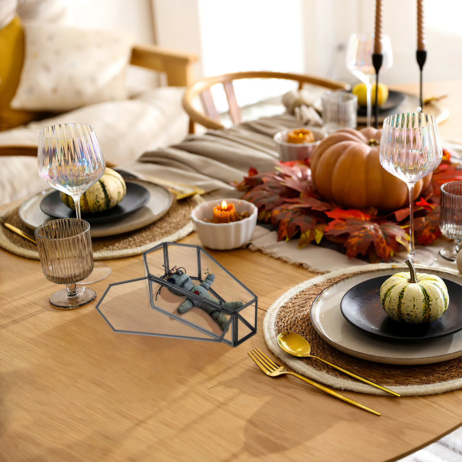 

Черный стеклянный гроб, ювелирные изделия, мини-тема вампира, витрина для хранения, материал для украшения Хэллоуина, уникальный дизайн, подарок