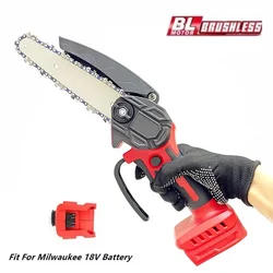 Fit for Milwaukee 18V Battery Electric Chainsaw 6 Inch Cordless Chain Saw Pruning Cutting Garden WoodworKing Power Tools