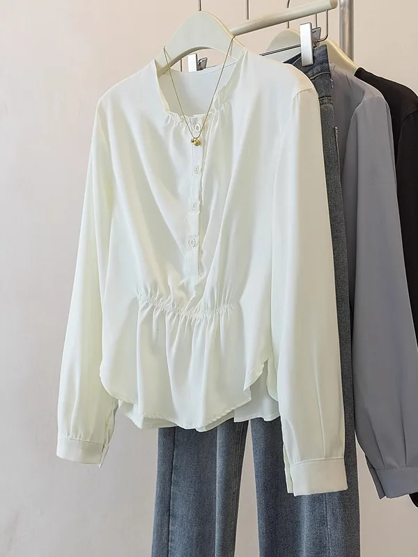 

Ele Long Sve женский irt плюс размер модный утягивающий топ для похудения корейский свободный крой круглый Ne повседневная одежда