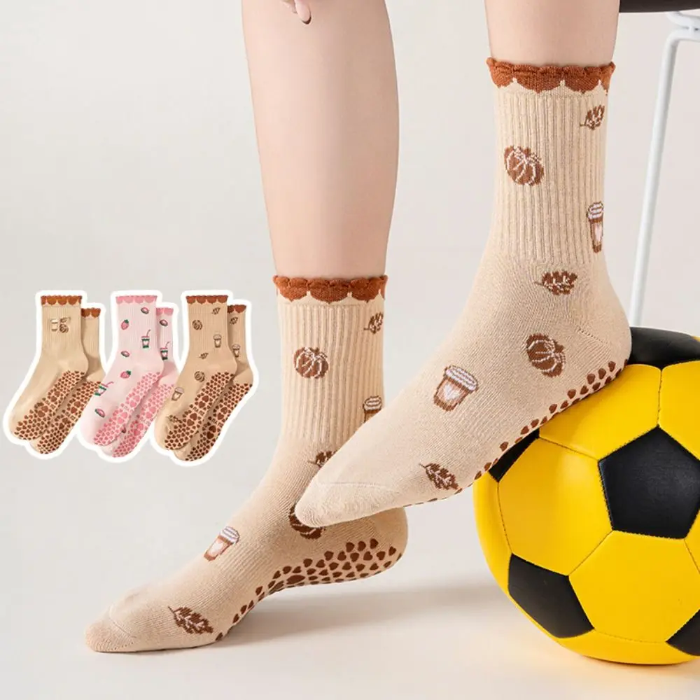 

Cute Non-Slip Grip Pilates Socks Breathable Cotton Yoga Socks High-elastic Casual Mid Tube Socks for Women