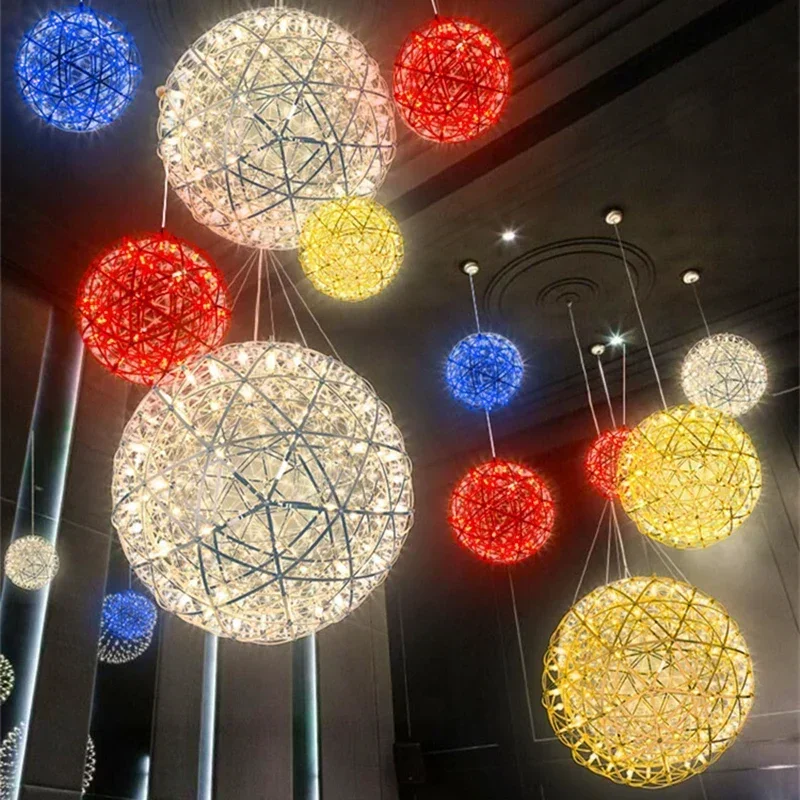 NEW Remote Modern Spark Ball LED lighting for living room Ceiling Chandelier Lighting Stainless Steel Pendant Lamp Hanging