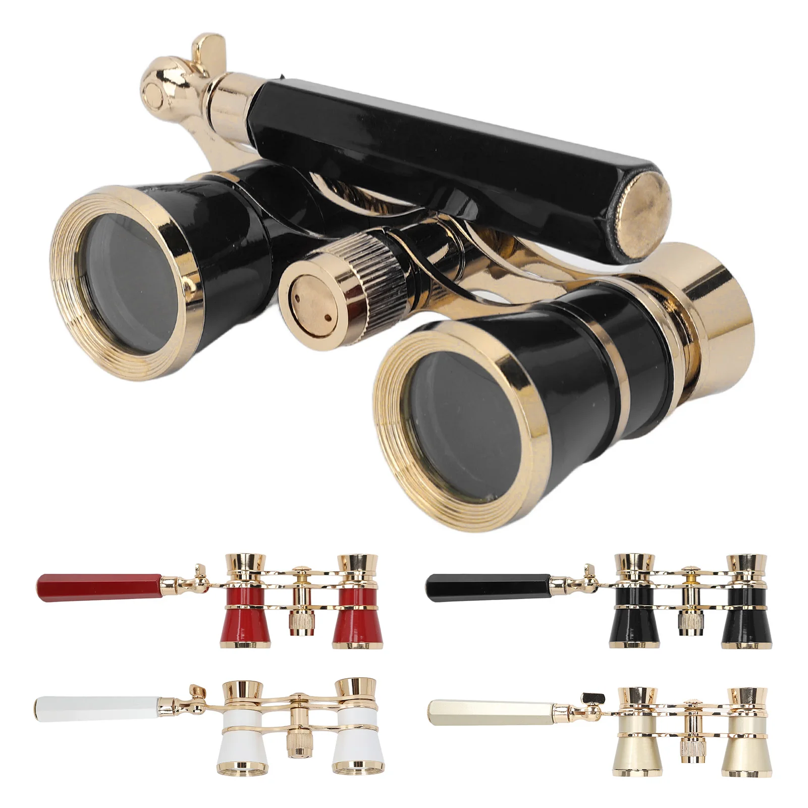 Portable Binocular With Handle 3X25 Theater Telescope Metal Opera Glasses For Stage Concert Camping