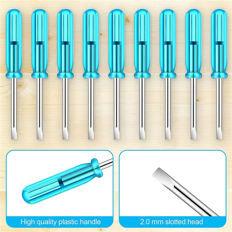 WCS-200PCS Mini gleufschroevendraaier, 2,0 mm platte kop 45 mm lengte voor reparatie van kleine apparaten