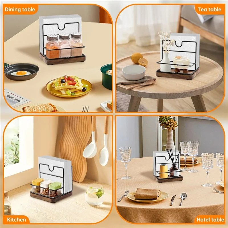 A84E-For Salt And Pepper Shakers Napkin Salt And Pepper Holder For Table,Metal Napkin Holder