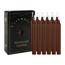 12 Pcs 3.9*0.4In(10.1*1.2Cm) Brown Small Stick Candles, No Drip, No Smoke, No Fragrance, Household Dinner Candles, Hand-Poured, High-Quality, Suitable for Various Places and Holidays.