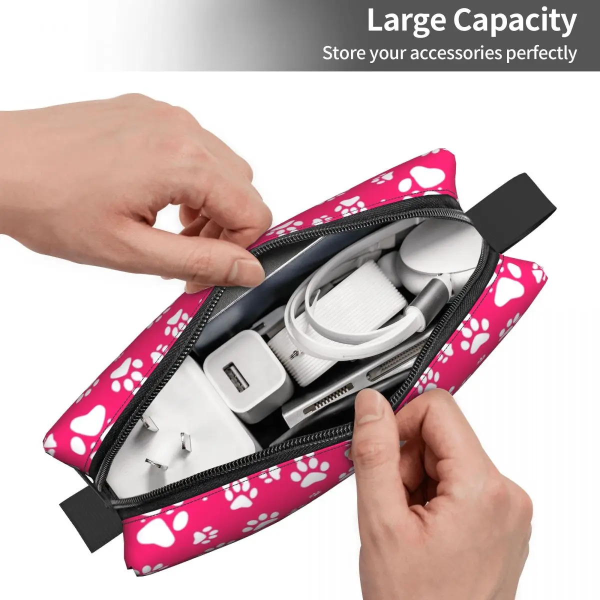 Pet Dog Paw Pattern Cosmetic Bag Women Kawaii Big Capacity Animal Footprint Gift Makeup Case Beauty Storage Toiletry Bags