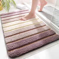 Simple Stripe Thicken Non-slip Bathroom Rug Large Capacity Super Absorbent Quick-drying Bath Carpet Entrance Door Flocked Rugs