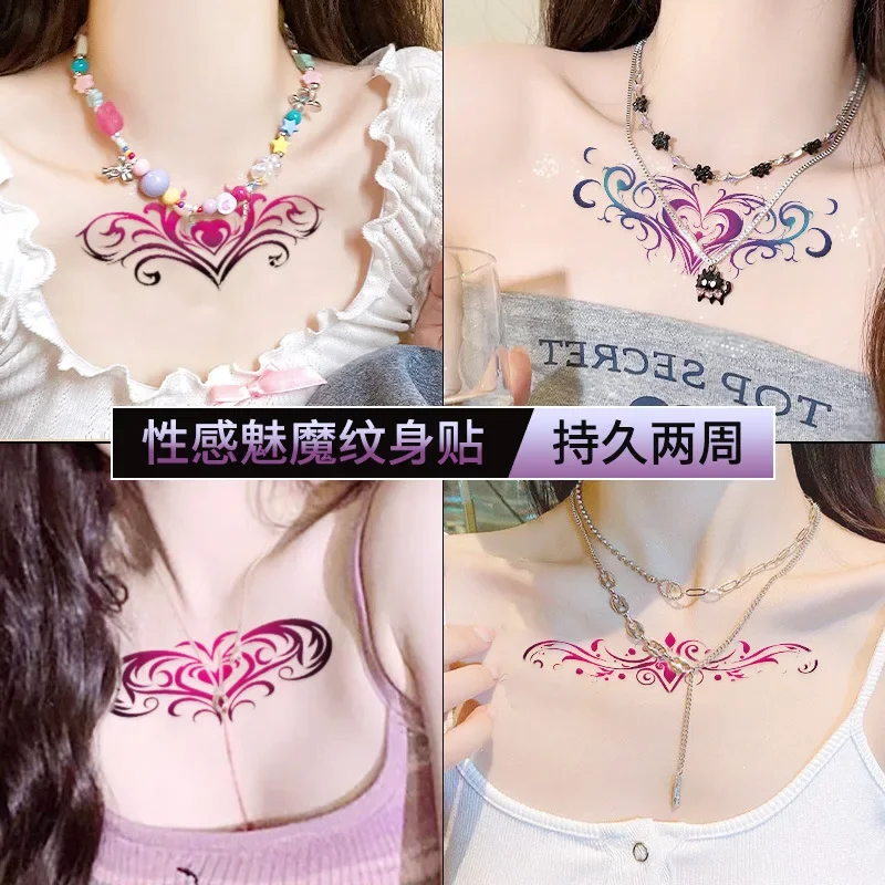 8Pcs Set Sexy Succubus Totem Temporary Tattoo for Women Abdomen Tattoo Art Waterproof Tattoo Lasting Sticker Tatuajes Temporales