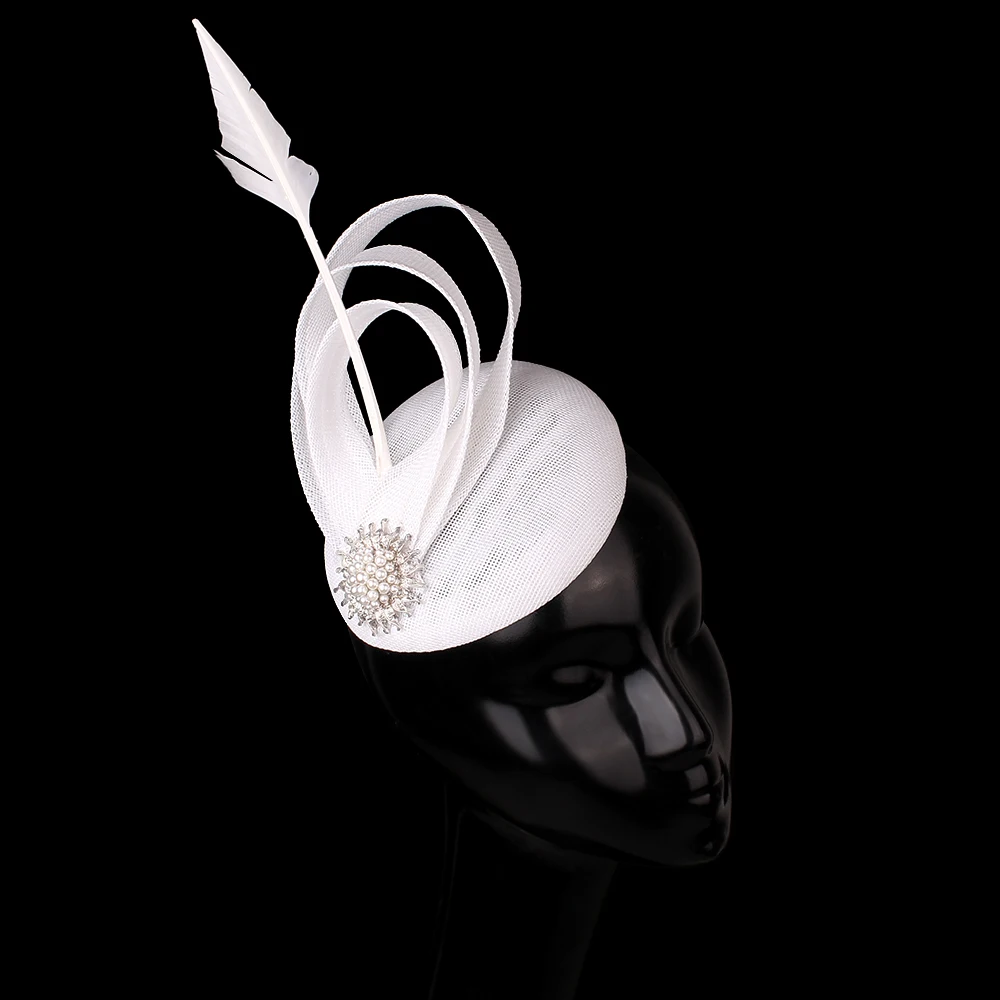 Champagner-Imitation Sinamay Fascinator Hut Elegante Hochzeits-Kopfbedeckung für Frauen mit Haarnadel für Cocktail-Renntag-Haar-Accessoire – Detail 4