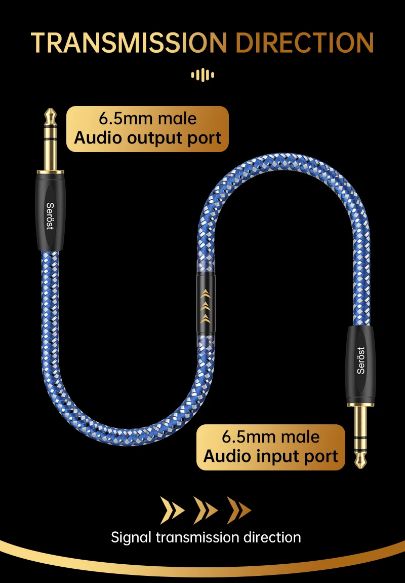 Serost HiFi 6,5mm Mono/Stereo TRS-Klinkenkabel Versilbertes OFC Sauerstofffreies Kupfer für Lautsprecher Mischpult E-Gitarre – Detail 2