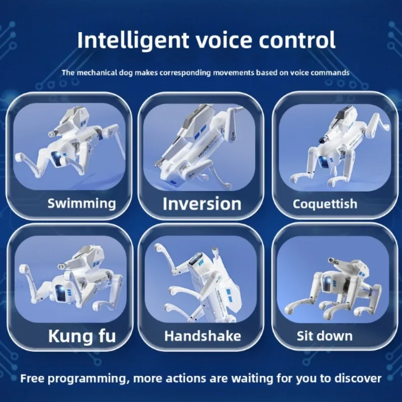 หุ่นยนต์สุนัขอัจฉริยะ AI รุ่นใหม่ - ของเล่นควบคุมระยะไกลแบบไฟฟ้า พร้อมการตั้งโปรแกรมด้วยมือ ของขวัญสำหรับเด็กผู้ชาย