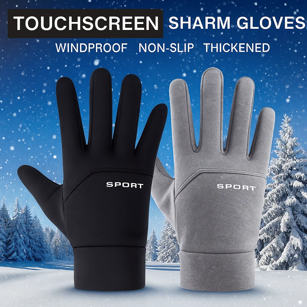 Outdoor-Sporthandschuhe, Winter, warm, Fleece, wasserdicht, rutschfest, Touchscreen, Radfahren, Fahren, Angeln