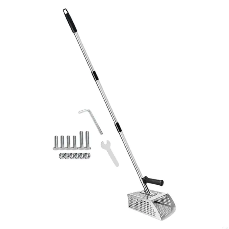 strong-201-stainless-steel-sand-shovel-with-hexagonal-openings-for-efficient-sifting-and-excavation-y4qc