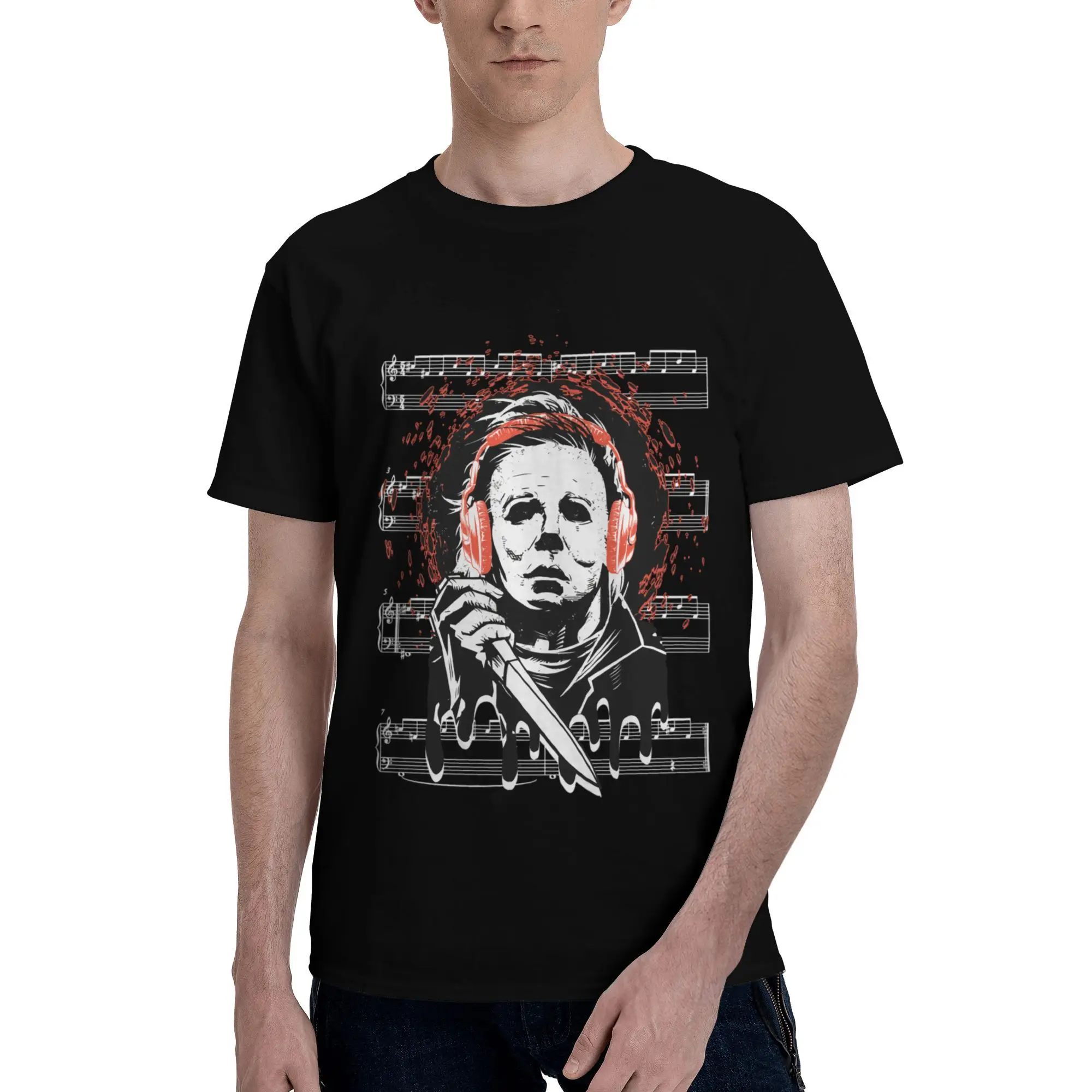 

Custom Halloween Michael Myers Playlist T Shirt for Men 100% Cotton Tshirt Fashion Tee Short Sleeve T-shirt Slim Fit Clothing