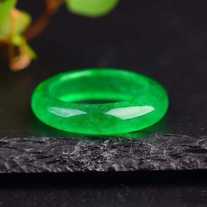 Anillo de Jade, Cuarzo Esmeralda Hielo, Anillo Verde, Anillo Flor Verde Yang