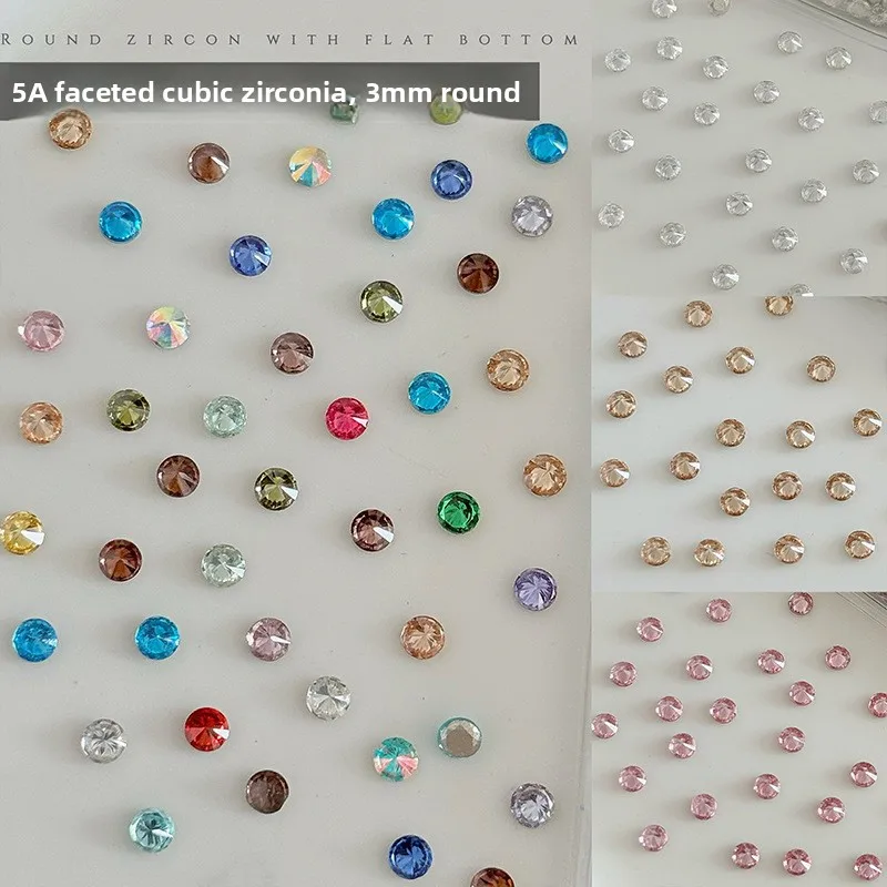 LYLE 50pcs 3mm Round Zircon Nail Rhinestones Flat Back Crystal Diamonds Bling Nail Accessories DIY Handmade Nail Art Decorations