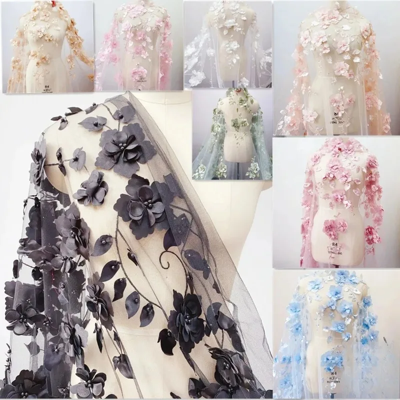 

High Quality Wedding Dress Fabric: Multi-layer Three-dimensional Lace, Exquisite Embroidery and Bead Embellishment Accessories