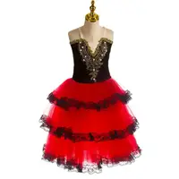 Falda tutú de Ballet romántica para niñas y niños, vestido rojo español para mujeres adultas, vestido largo de tul suave, disfraces de bailarina de actuación