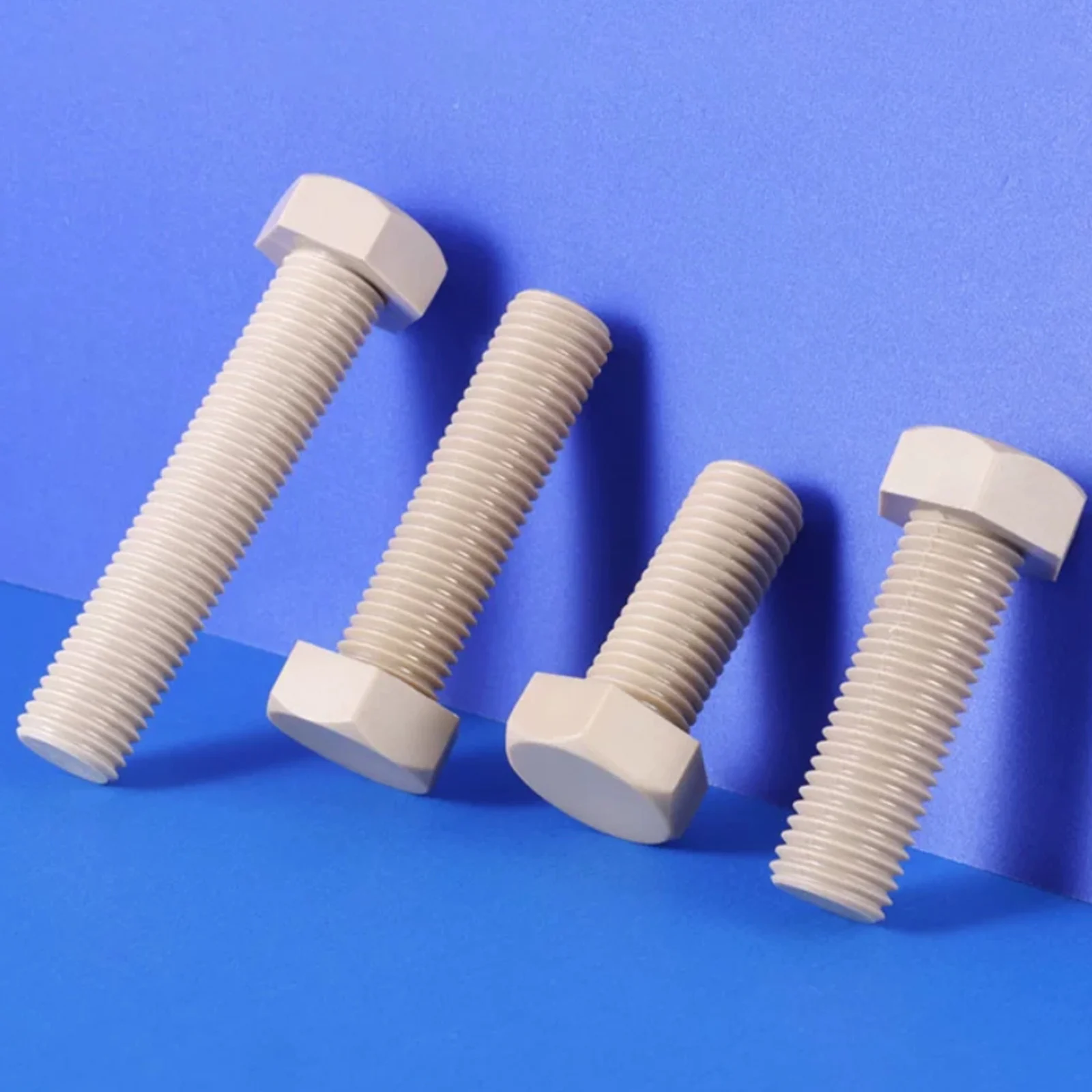 5pcs M1.6 M2 M2.5 M3 M4 M5 DIN933 PEEK External Outer Hex Hexagon Head Heat Resistant Acid Alkali Insulated Plastic Screw Bolt